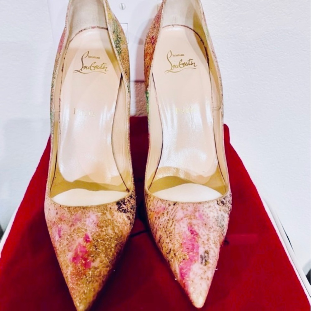 Christian Louboutin So Kate, Multicolor Abstract Cork Glitter Pumps, EU39 - Picture 3 of 13